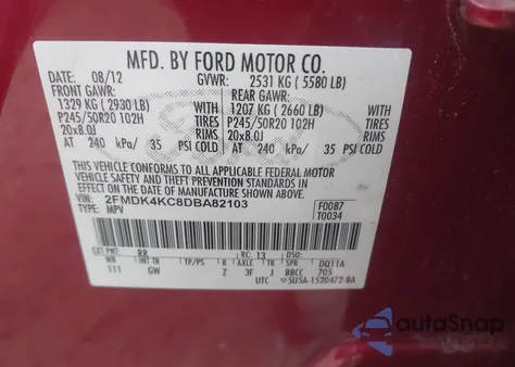 2013 Ford Edge Limited from USA, damaged, VIN 2FMDK4KC8DBA82103